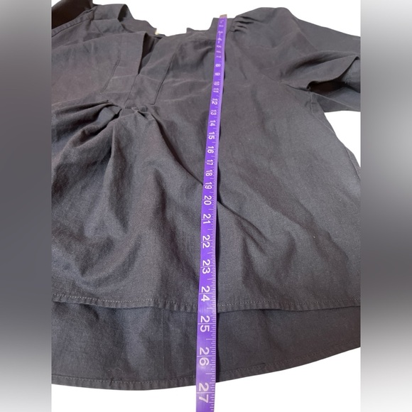 Pomander Place Tuckernuck Finley Flutter Sleeve Navy Blue Blouse Top - Picture 14 of 15